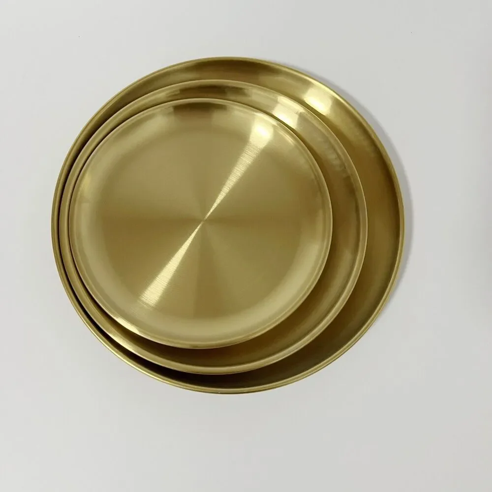 3 Pcs Stainless Steel Plates Lightweight Unbreakable Dinner Dishes Plates Set US